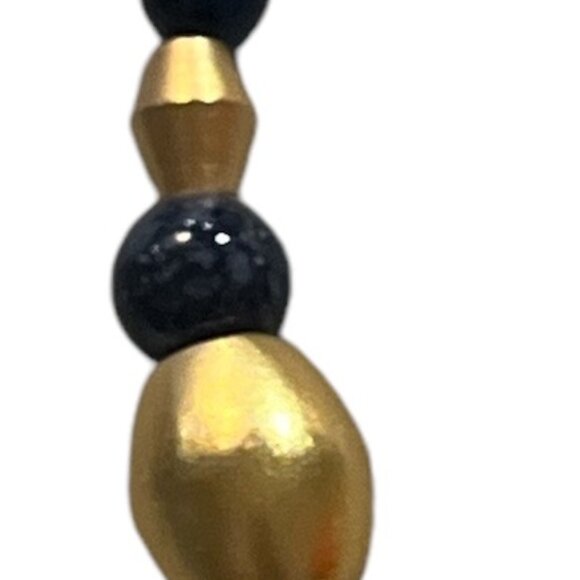 Bracelet Gold and Blue Beads 9" long Adjustable to 7" - Picture 5 of 6